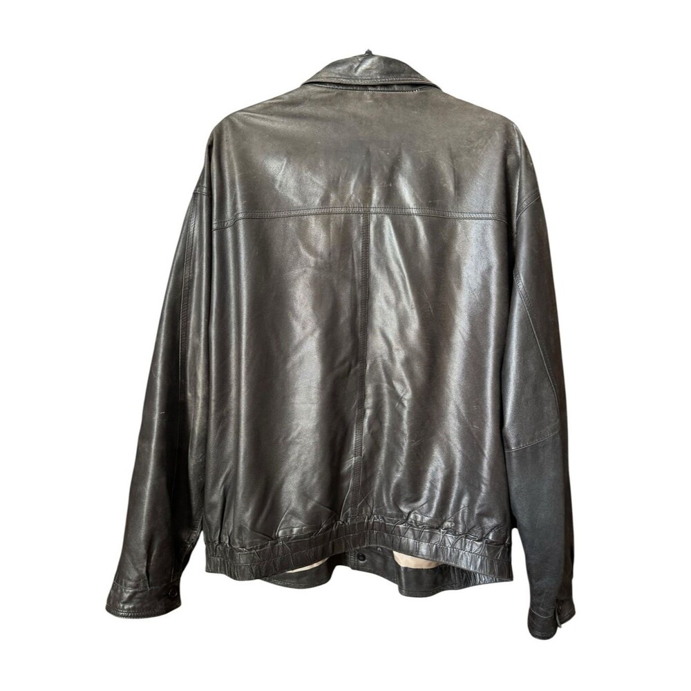 Vintage Remy Black Bomber Leather Button-Front Men's Jacket 44 - Picture 3 of 9
